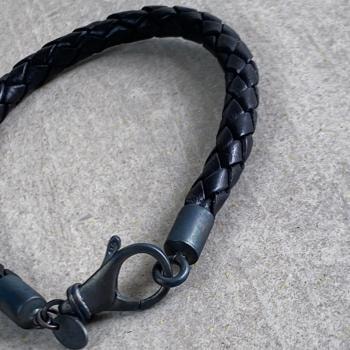 Flettet herre læder armbånd fra SAN